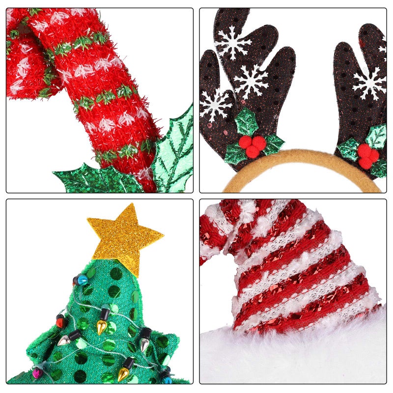 يوراتوت URATOT 9 حزمة الإبداعية عطلة Headbands عيد الميلاد حزب زي أغطية الرأس الجان قبعات الحفلات الرنة Headbands لعيد الميلاد التبعي - Image 3